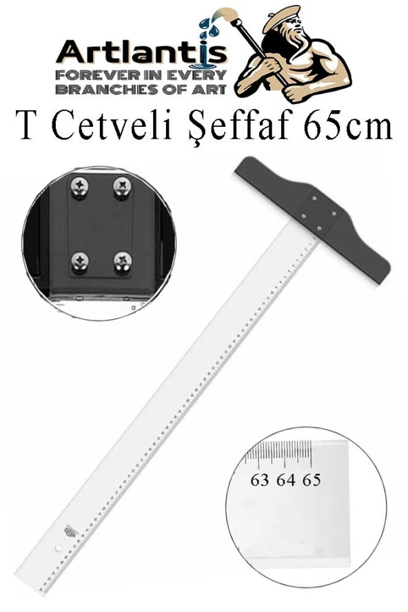 T Cetveli Şeffaf 65 cm 1 Adet Plastik Mika T Cetveli Çizim Cetveli Mimarlık Mühendislik Öğrenci Tasarım Cetveli ürün görseli 1