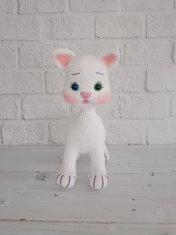 Tatlı Pisicik Amigurumi Organik Oyuncak - Resim 2