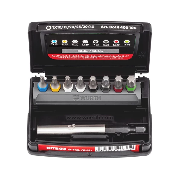 WÜRTH BİT BOX TX C 6.3 (1/4) W. BİT HOLDER SET 6, 9 PCS. ürün görseli 1