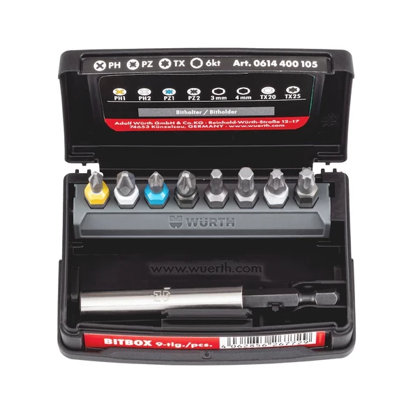 WÜRTH BİTS UÇ SETİ PH/PZ/TX/ALLEN-9P ürün görseli 1