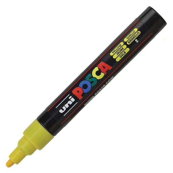 Uniball Posca 1.8-2.5mm Yuvarlak Uçlu Poster Markörü Sarı (2) / PC5M ürün görseli 1