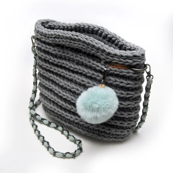 Handmade Makrome İp Tasarım Çanta - Resim 3