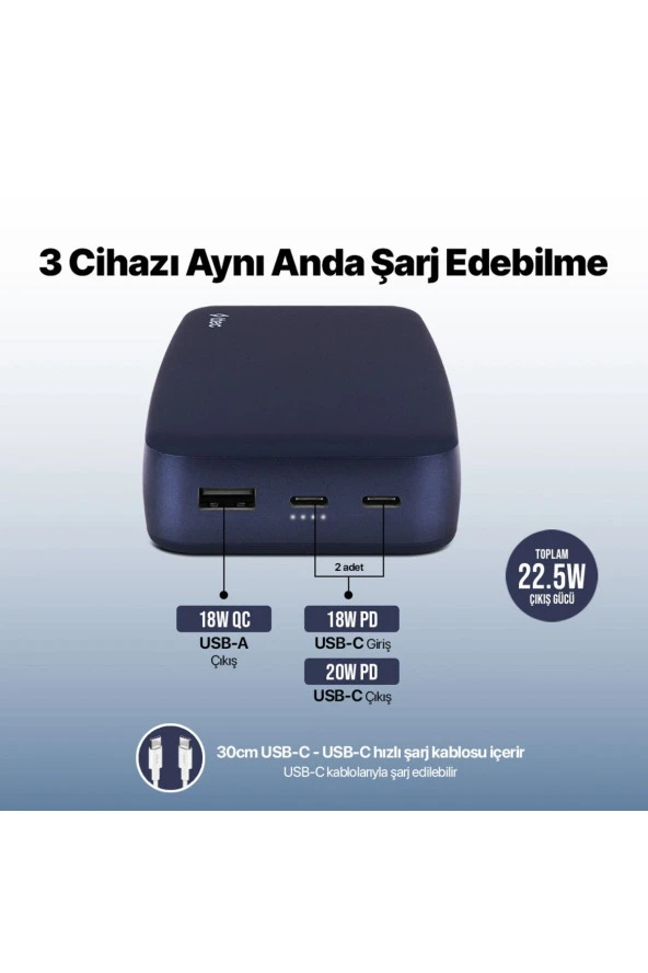 Ttec 2BB212L ChargeUp Pro 20.000 mAh PD 20W Taşınabilir Hızlı Şarj Aleti / Powerbank - Resim 3