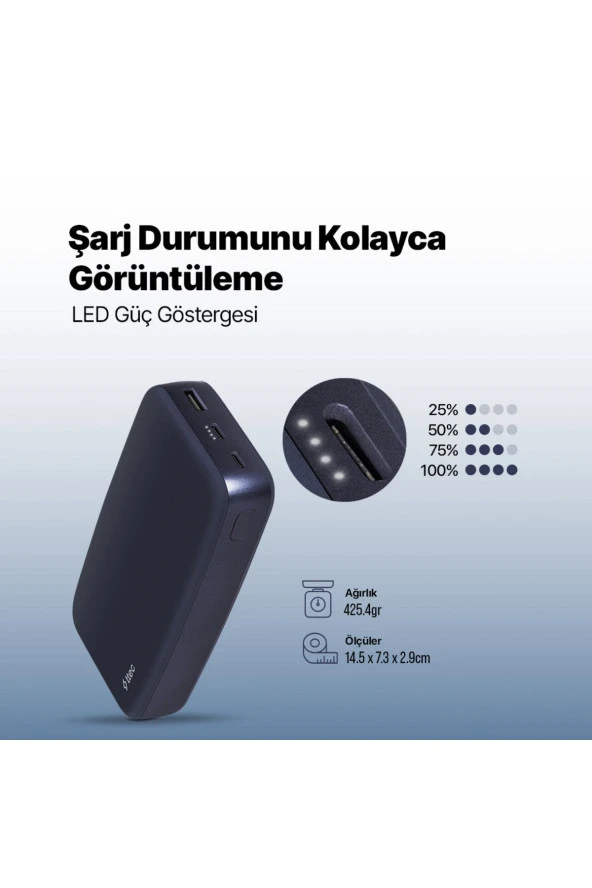 Ttec 2BB212L ChargeUp Pro 20.000 mAh PD 20W Taşınabilir Hızlı Şarj Aleti / Powerbank - Resim 6
