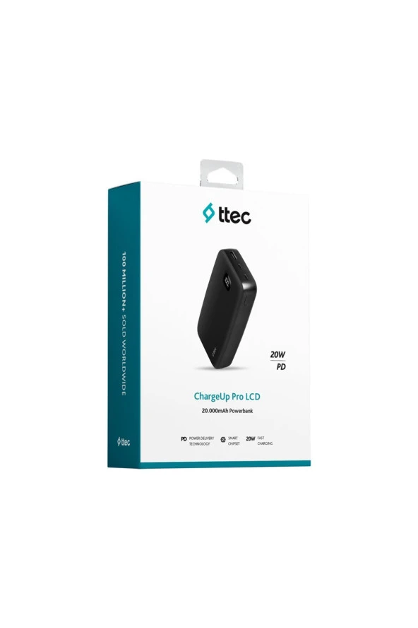 Ttec 2BB213S ChargeUp Pro LCD 20.000 mAh PD 20W Taşınabilir Hızlı Şarj Aleti / Powerbank - Resim 8