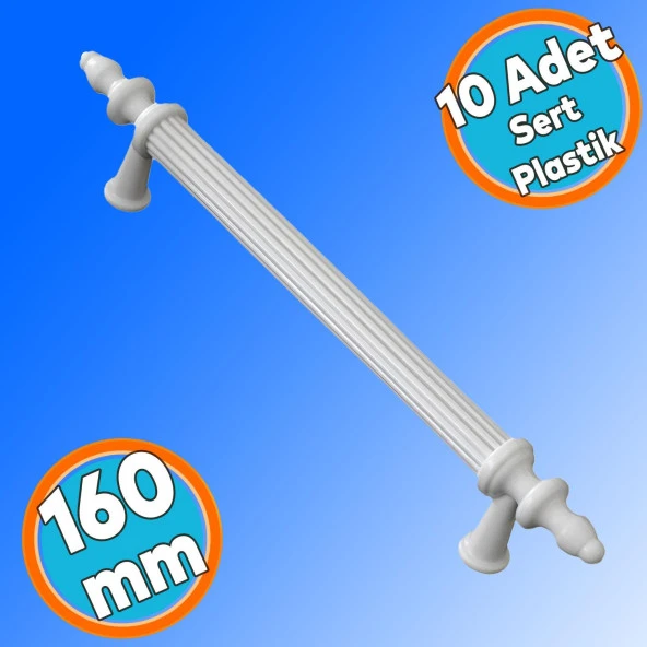 Sert Plastik Beyaz Çekmece Mobilya Mutfak Dolap Kulbu Kulpu Kulpları 160 mm Kulp 10 ADET ürün görseli 1