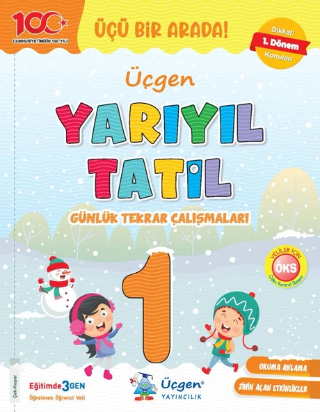 Üçgen 1.Sınıf Yarıyıl Tatil - Günlük Tekrar Çalışmaları 2023 ürün görseli 1