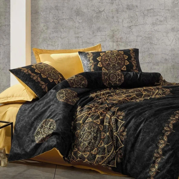 Cotton Box Saten Çift Kişilik Nevresim Takımı Alvina Gold ürün görseli 1