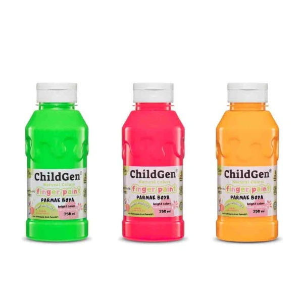 Childgen Süper Yıkanabilir 3'lü Parmak Boya Neon Set (3X350ML) ürün görseli 1