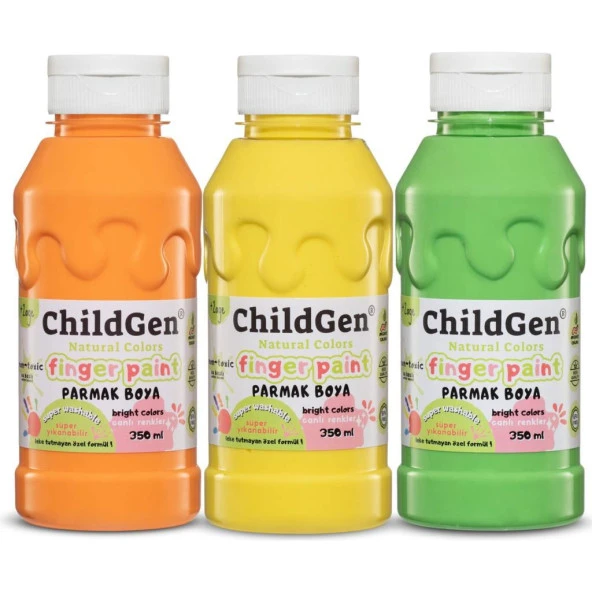 Childgen Süper Yıkanabilir 3'lü Parmak Boya Pastel Set (3X350ML) (Turuncu-Sarı-Yeşil) ürün görseli 1
