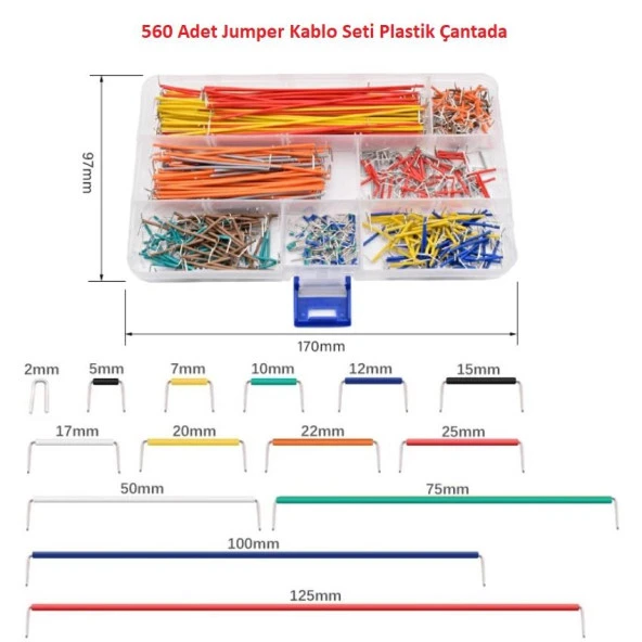 560 Adet Jumper Kablo Seti Plastik Çantada (14 farklı Boy 40 ar adet) ürün görseli 1