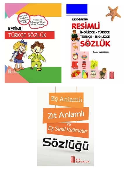 Resimli Türkçe Sözlük-Resimli İngilizce Sözlük-Eş Anlamlı,Zıt Anlamlı Kelimeler Sözlüğü (Ciltli) ürün görseli 1