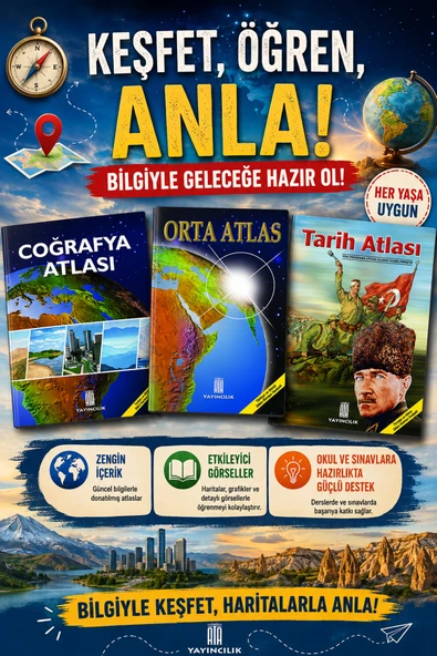 Coğrafya Atlası-Orta Atlas-Tarih Atlası ürün görseli 1