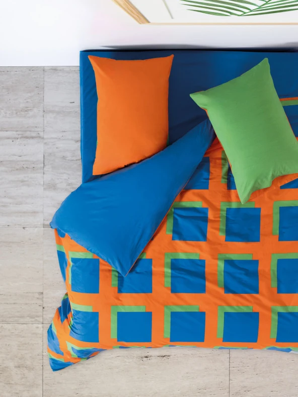 Cozy Home Popping Colors Çift Kişilik Lastikli Çarşaflı Nevresim Takımı Venus Mavi ürün görseli 1