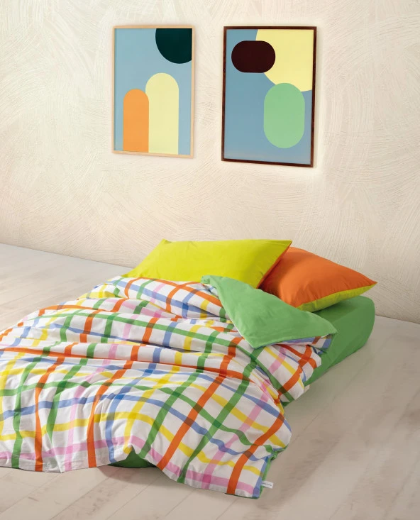 Cozy Home Popping Colors Tek Kişilik Lastikli Çarşaflı Nevresim Takımı Hype Yeşil ürün görseli 1