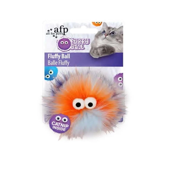 Furry Ball-Fluffer Catnipli- Turuncu 9,5x9x5x5 cm ürün görseli 1