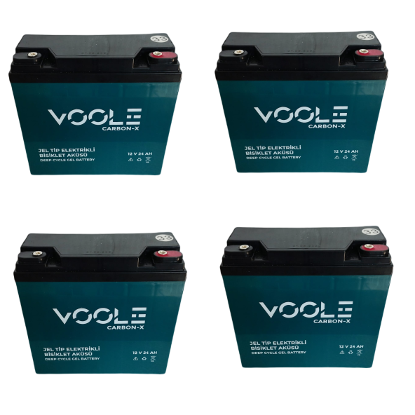 VOOLE 12V 24 AH ELEKTRİKLİ BİSİKLET JEL AKÜSÜ 4Lü Set 2026 Üretimi ürün görseli 1