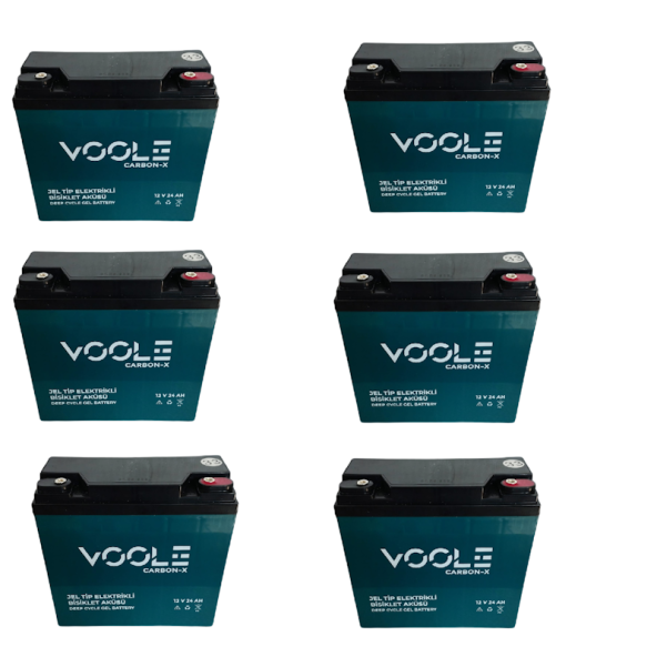 VOOLE 12V 24 AH ELEKTRİKLİ BİSİKLET JEL AKÜSÜ 6Lı Set ürün görseli 1