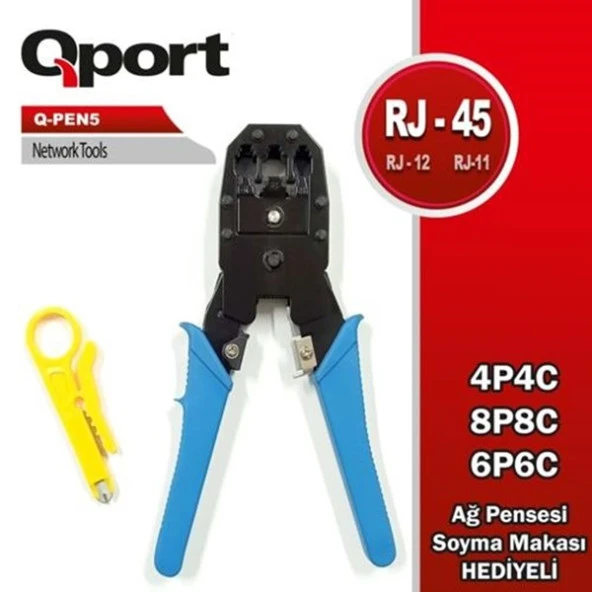 QPORT Q-Pen5 RJ11/RJ12/RJ45 Kablo Sıkma Pensesi ürün görseli 1