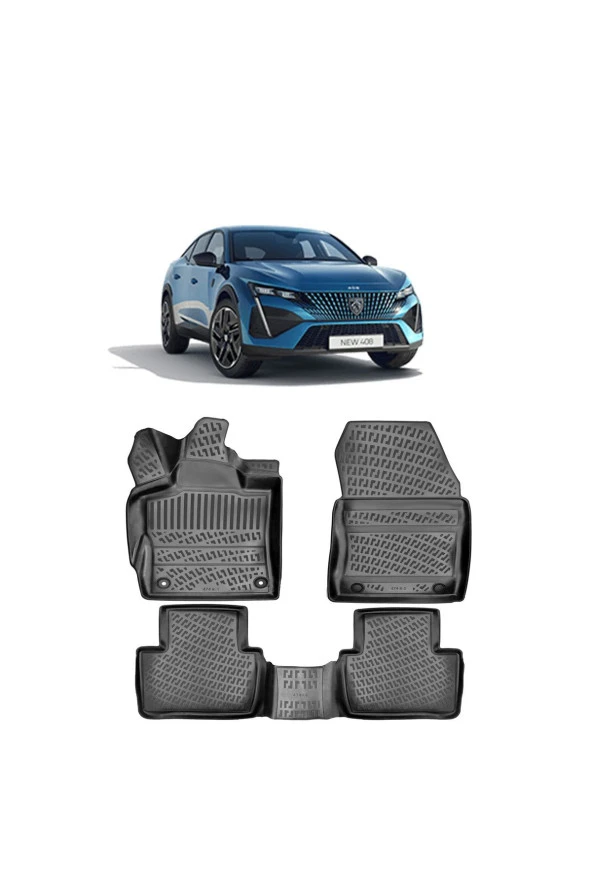Rizline Peugeot 408 2023 Sonrası 3d Havuzlu Paspas Siyah ürün görseli 1