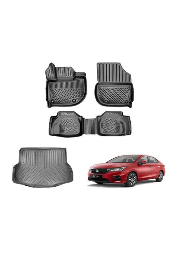 Rizline Honda City 2021 ve Sonrası Paspas Takımı 3d Bagaj Havuzu ürün görseli 1