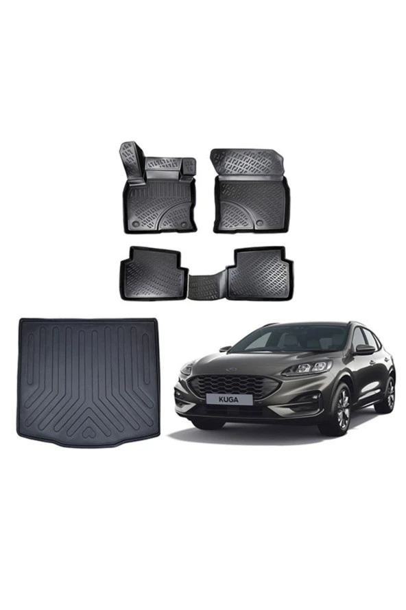 Rizline Ford Kuga 2020 3d Paspas Siyah & Bagaj Havuzu Set ürün görseli 1