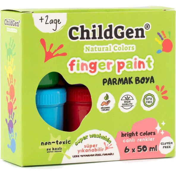 Childgen Süper Yıkanabilir 6'lı Parmak Boya Seti (6X50GR) ürün görseli 1