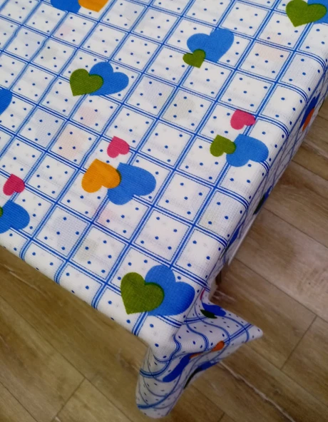 Hayat Home Mavi Kalpli desen 120X180 Dertsiz Mutfak Masa Örtüsü ürün görseli 1