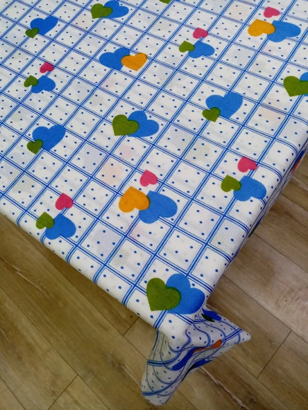 Hayat Home Mavi Kalpli desen 120X140 Dertsiz Mutfak Masa Örtüsü ürün görseli 1