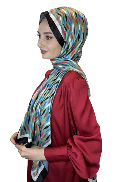 Quare İpeksi Şal Çizgi Desen Şık Tesettür Şal 01106  MİNT ürün görseli 1