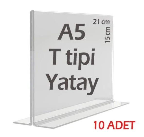 A5 T-Tipi Yatay Şeffaf   Föylük Menü Broşür Etiket Fotoğraflık Albüm Stand Sehpa (10 Adet) ürün görseli 1