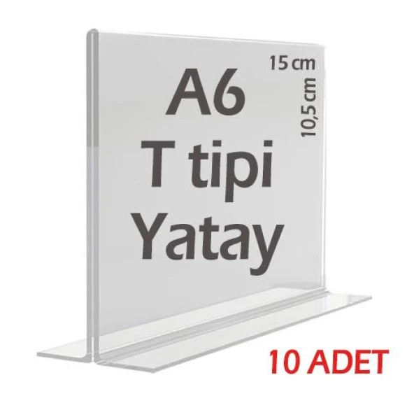 A6 T-Tipi Yatay Şeffaf  Föylük Menü Fiyatlık Broşür Etiket Fotoğraflık Albüm Stand Sehpa (10 Adet) ürün görseli 1