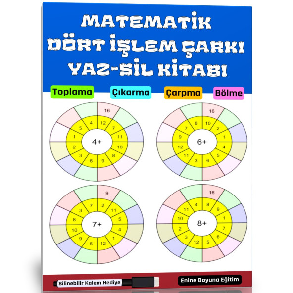 Matematik Dört İşlem Çarkı YAZ-SİL Kitabı ürün görseli 1