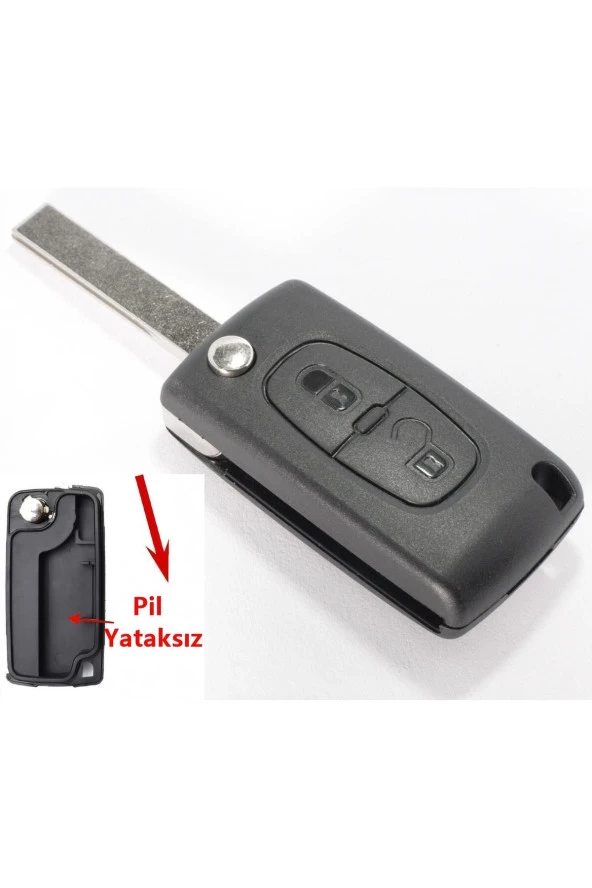 Peugeot Partner 207 307 308 407 Uyumlu Kumanda Kabı Anahtar Kabı Oto Anahtarlık Pil Yataksız Logolu ürün görseli 1