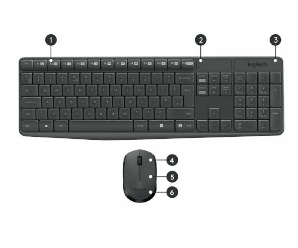 Logitech MK235 Q Türkçe Kablosuz Multimedya Siyah Klavye+ Mouse - Resim 2