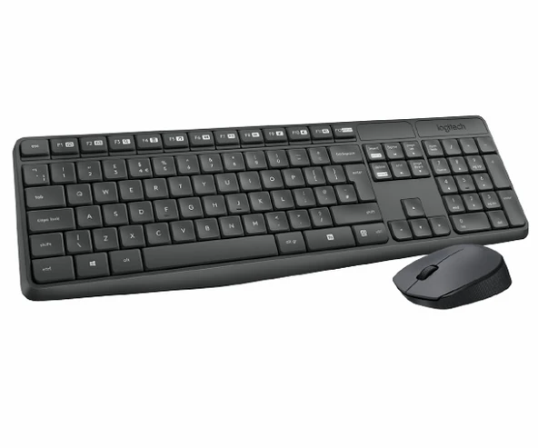Logitech MK235 Q Türkçe Kablosuz Multimedya Siyah Klavye+ Mouse ürün görseli 1