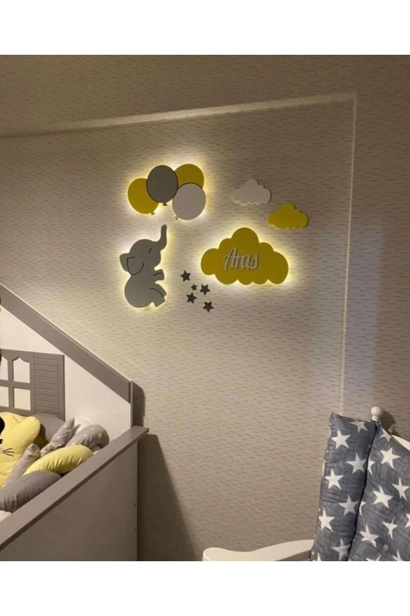 Çocuk Odası Dekoratif Ahşap Gece Lambası Ledli Aydınlatma ürün görseli 1