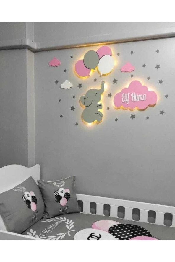 Çocuk Odası Dekoratif Ahşap Gece Lambası Ledli Aydınlatma ürün görseli 1
