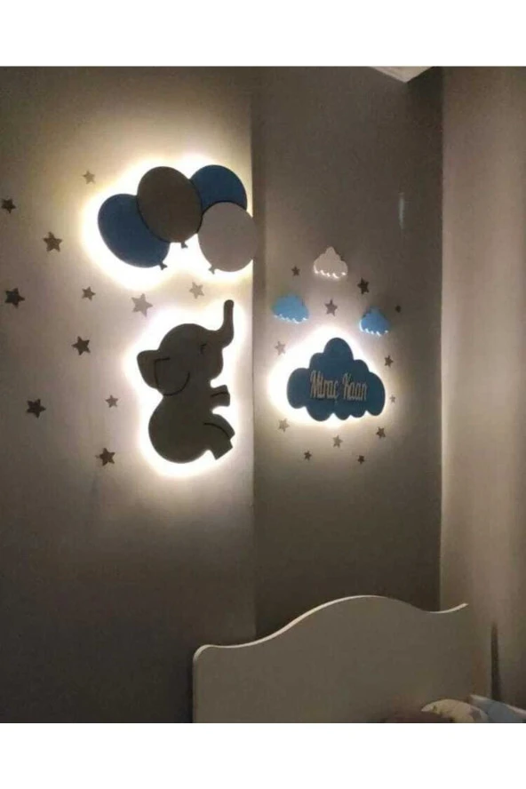 Çocuk Odası Dekoratif Ahşap Gece Lambası Ledli Aydınlatma ürün görseli 1