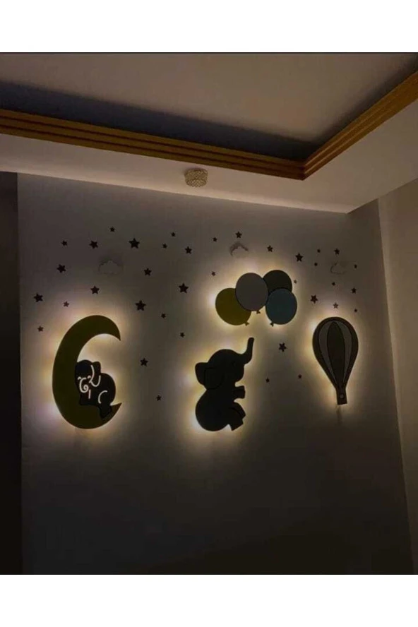 Çocuk Odası Dekoratif Ahşap Gece Lambası Ledli Aydınlatma ürün görseli 1
