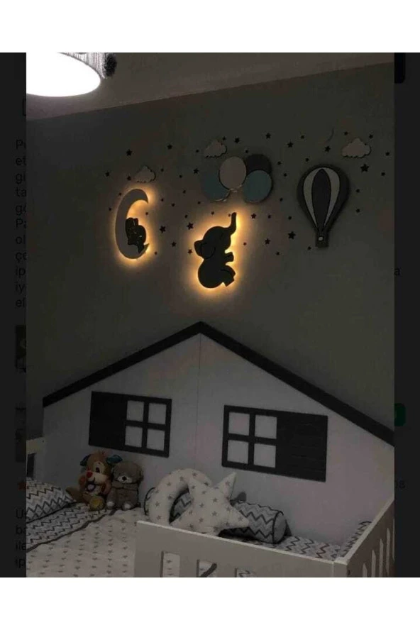 Çocuk Odası Dekoratif Ahşap Gece Lambası Ledli Aydınlatma ürün görseli 1