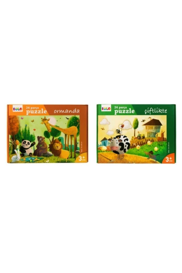Yer Puzzle 24 Parça 2 Li Set - Ormanda Ve Çiftlikte ürün görseli 1