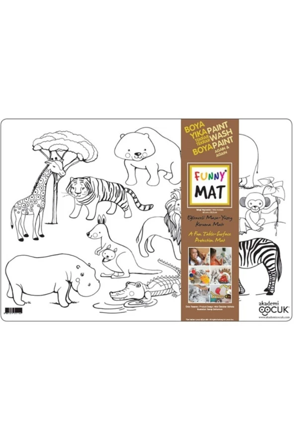 Akademi Çocuk Funny Mat Vahşi Hayvanlar 48x33.5 Cm ürün görseli 1