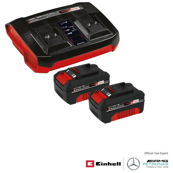 Einhell 2x4,0Ah & Twincharger Kit Akü & Şarj Cihazı ürün görseli 1