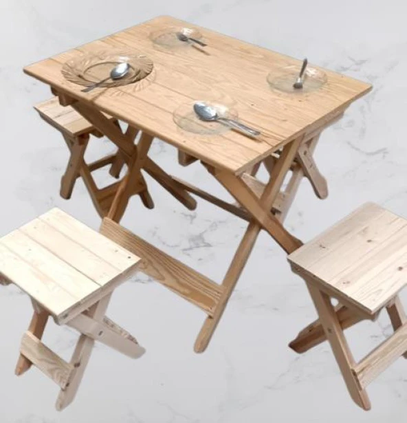 Piknik Seti Katlanabilir HAM 90391Çam Ağac AZ Yer İşgal Eder Çok İş Yapar El Yapım ürün görseli 1