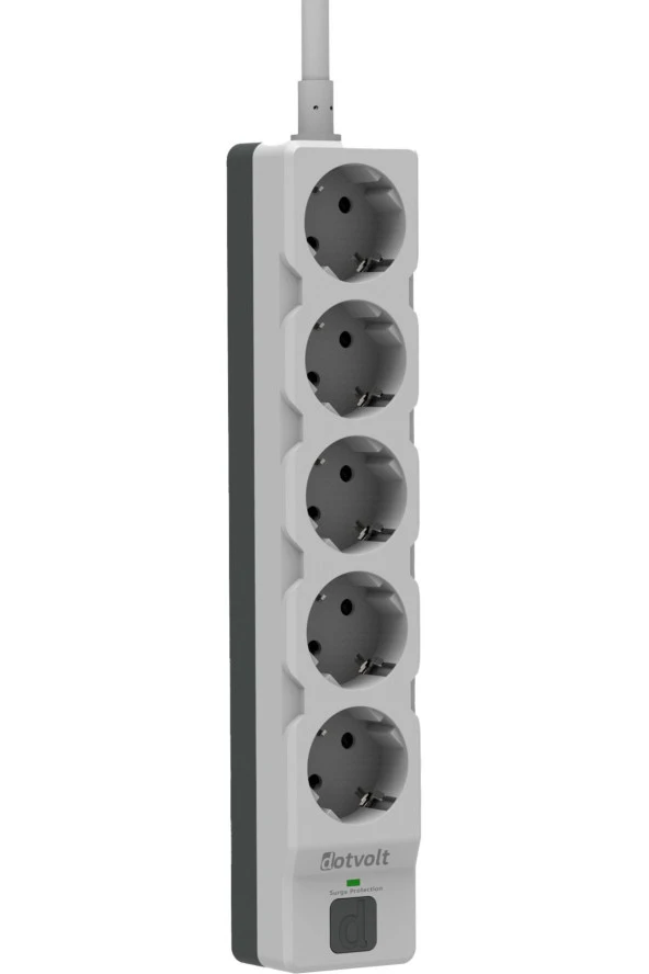 Dotvolt Beşli 1.5 Metre Kablolu Akım Korumalı Priz Beyaz Anahtarlı Surge Hunter 1050 Joule ürün görseli 1