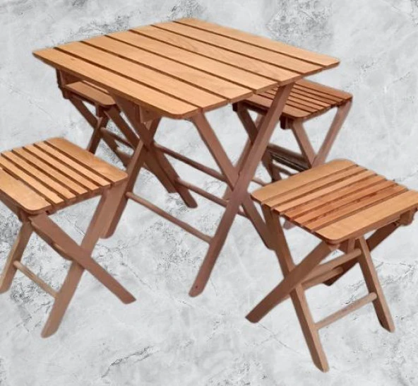 Piknik Seti Katlanabilir 90392 Kayın Ağacı AZ Yer İşgal Eder Çok İş Yapar El Yapı ürün görseli 1