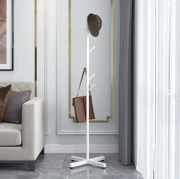 Trendesk   Metal Beyaz  Ayaklı Askılık Portmanto Modern Elbise Askısı Konfeksiyon Askısı 165 cm ürün görseli 1