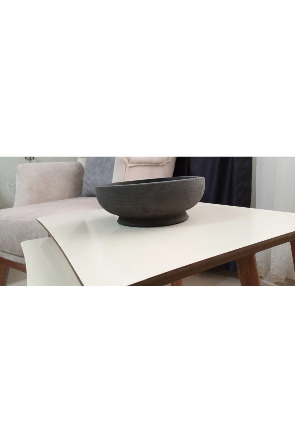 Beton Bonsai Saksısı siyah çift taban ürün görseli 1