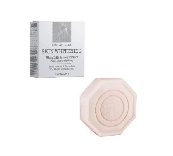 HuncaLife Naturilies Skin Whitening Beyaz Zambak ve Pirinç Özlü Beyazlatıcı Yüz-Saç-Vücut Sabunu 90 GR ürün görseli 1